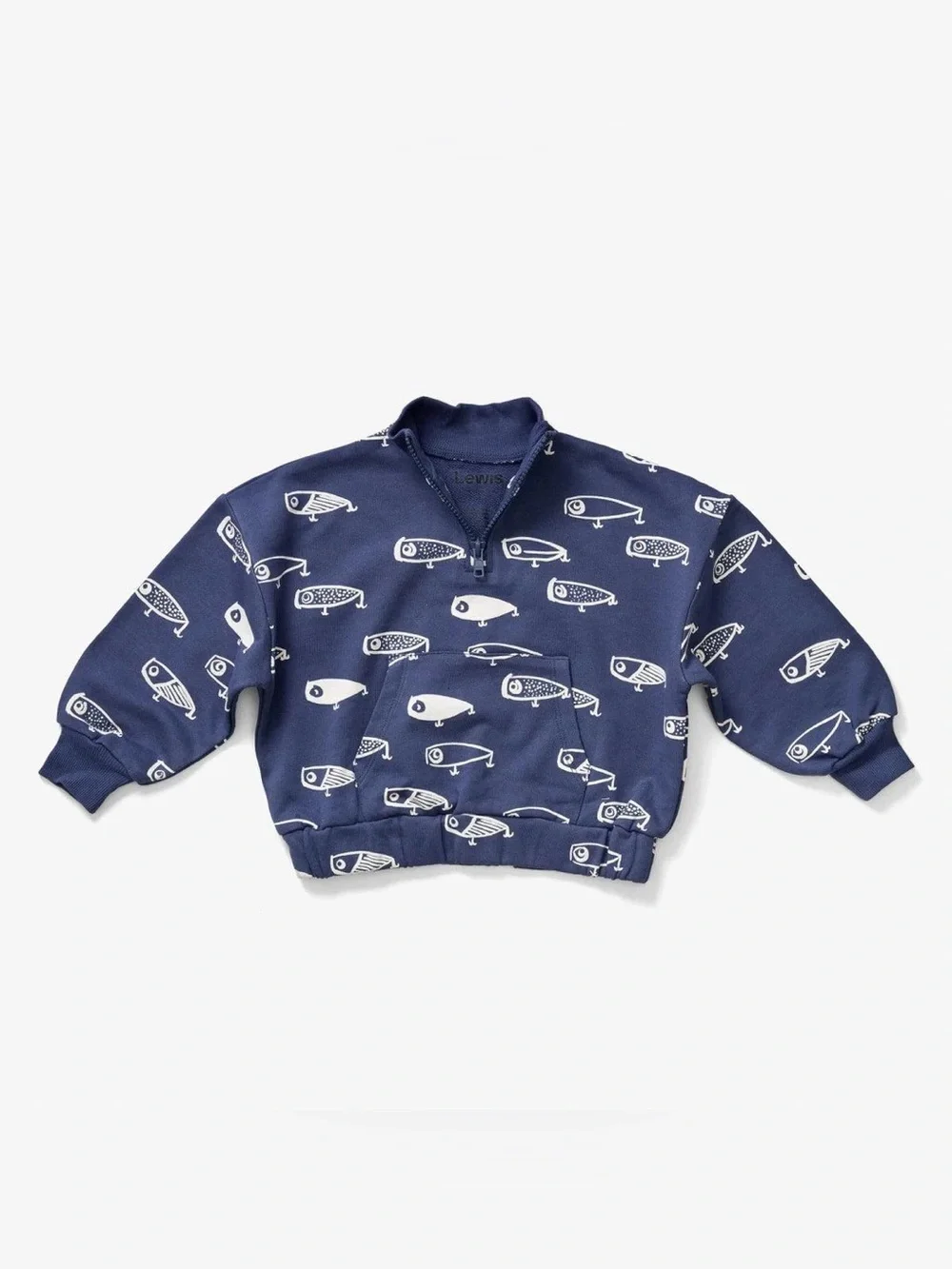 Lewis lure print navy half zip sweatshirt NWT